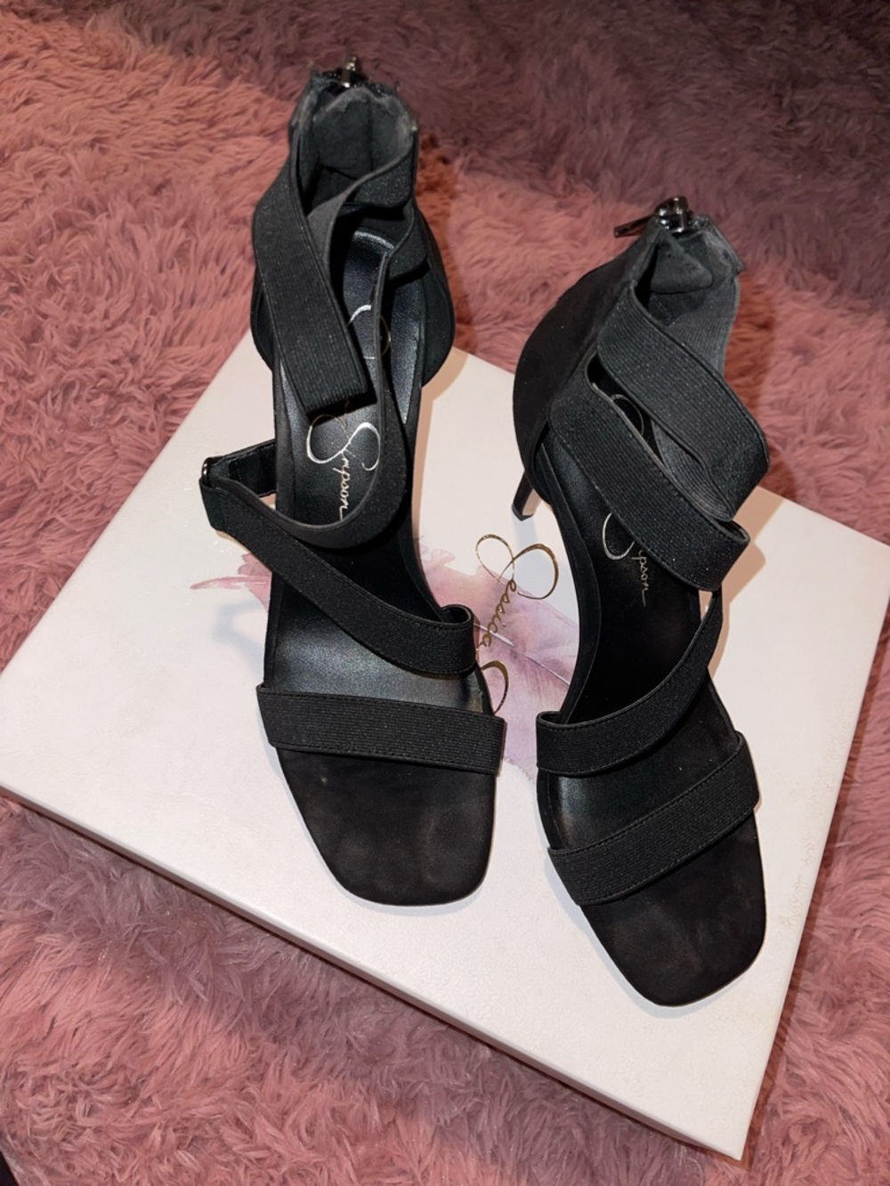 Jessica Simpson Black Strappy Stiletto Sandals